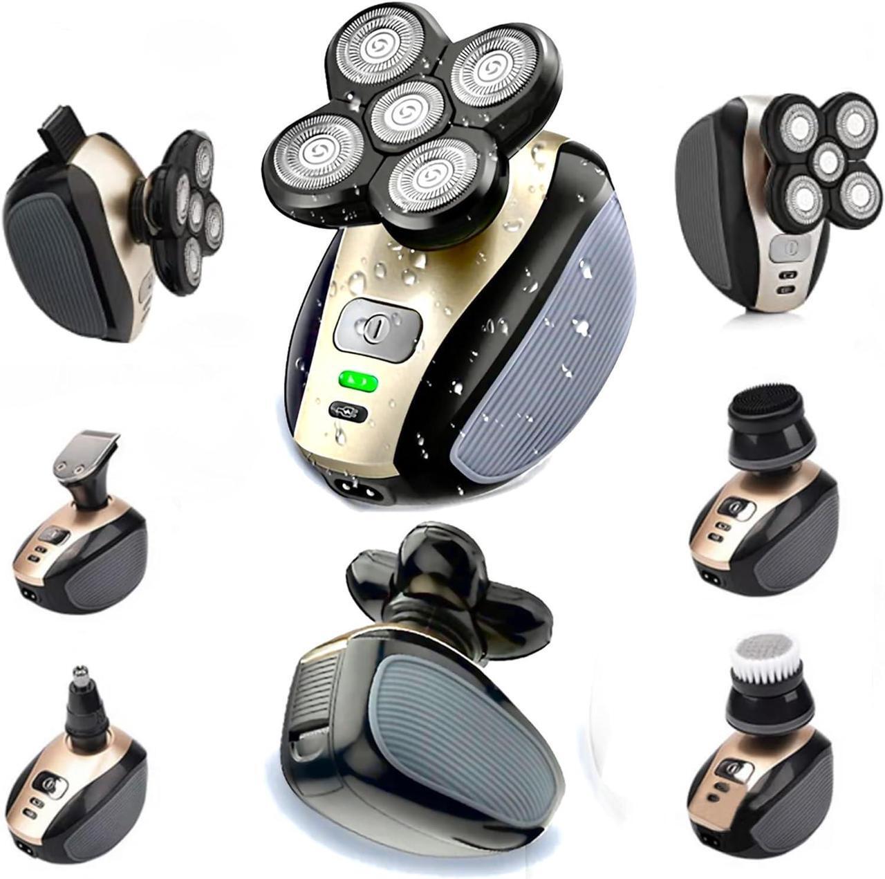 Main image of Electric Shaver Bald Head Shaver Head Shavers for Bald Men Electic Razor for Men Waterproof Cordless Trimmer for Nose Ear Face Body Wet Dry Men's Rotary Shavers for Head Shaving Machine 5 in 1 4D