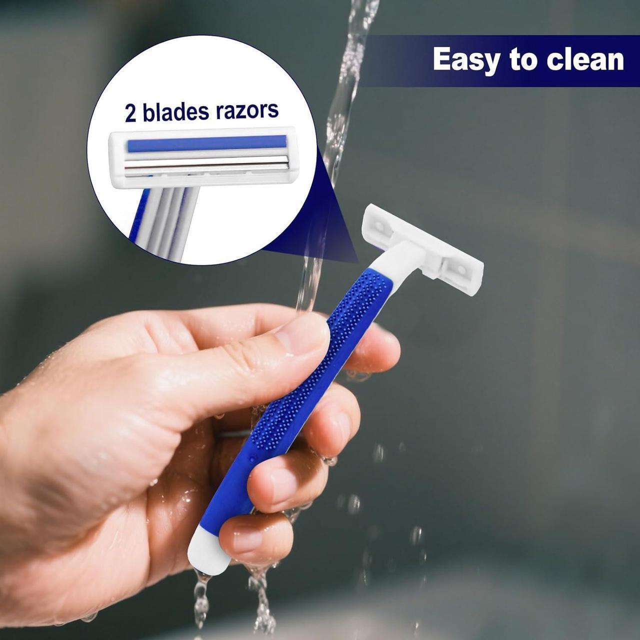 Alt view image 4 of 7 - Disposable Razors in Bulk,razors individually wrapped bulk,Twin Blade Razors with Clear Safety Cap and Shaving Cream, Razors For Homeless, Hotel,Air Bnb,Shelter/Homeless/Travel (100PCS)