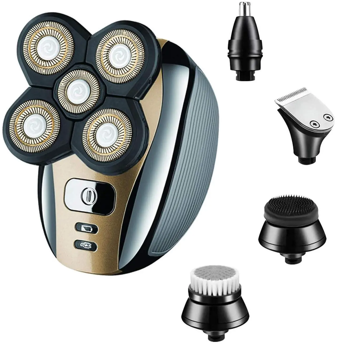 Alt view image 4 of 7 - Electric Razor for Men Head Shaver for Bald Men Grooming Kit 5 in 1 Wet Dry Rotary Shavers Nose Hair Beard Trimmer Clippers Facial Cleansing Brush Cordless Waterproof USB Charging Rechargeable