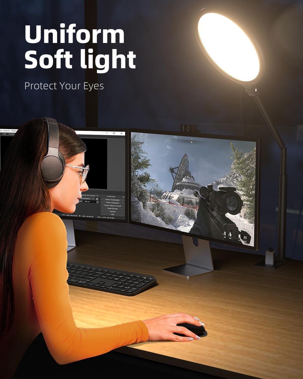 Alt view image 2 of 7 - Weilisi 10.2" Desk Ring Light with Stand for Zoom Meetings, Ring Light for Desk with Clamp, 360° Rotate & Flexible Height Video Conference Light, Adjust Arm Desk Lamp Zoom Light for Home Office