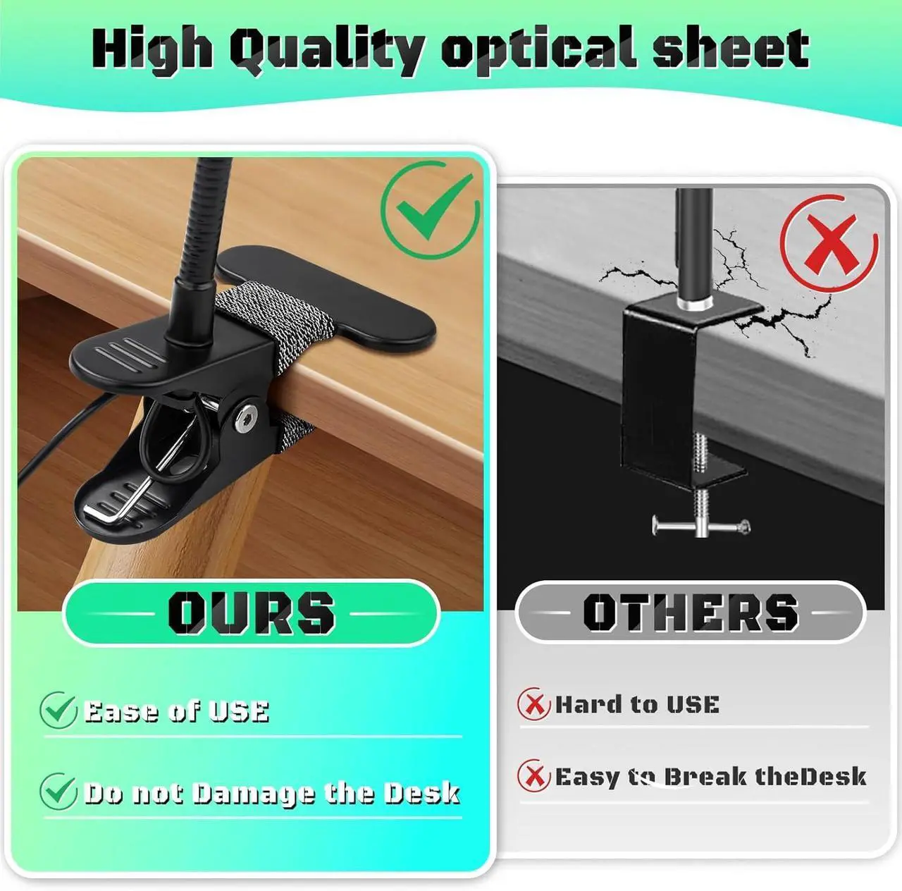 Alt view image 6 of 7 - NZQXJXZ 10X Magnifying Glass with Light, Clip on Mganifier with Light, 48 LED Desk Magnifying Glass wtih Clamp, 3 Modes Dimmable Magnifying LED Lamps for Bed Work Crafts DIY Repair