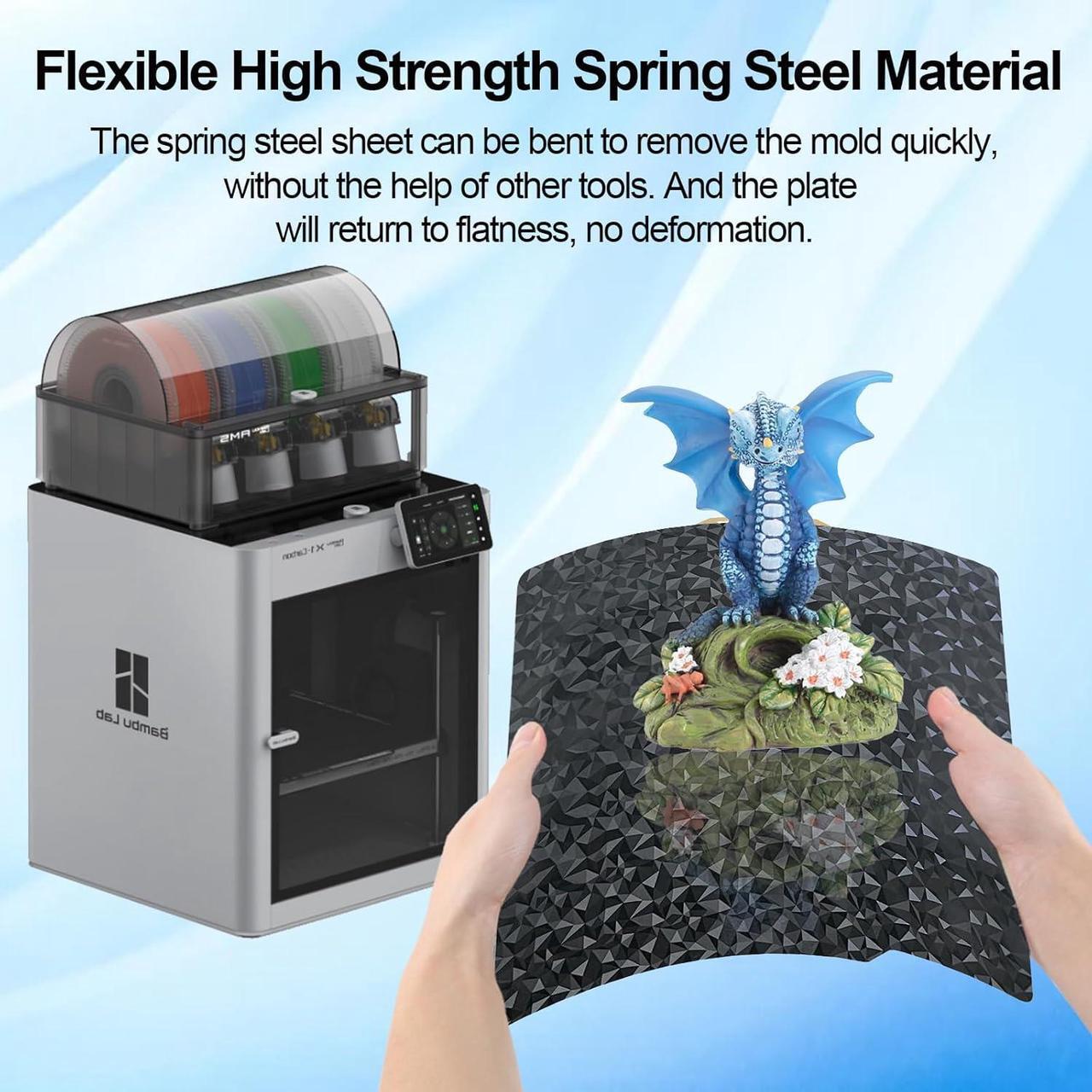 Alt view image 7 of 7 - IdeaFormer Smooth Diamond PEO+Textured PEI Plate for Bambu Lab X1 X1C P1P P1S A1, Double Sided Textured PEO PEI Build Plate for Bambu Lab Series 3D Printers