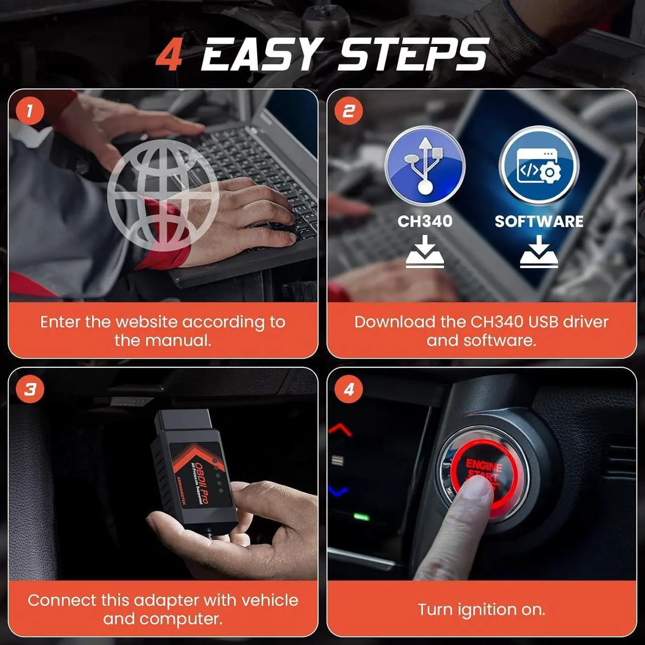 Alt view image 6 of 6 - ELM327 OBD2 Adapter Compatible with F150 F250 and More, for MS/HS CAN Automatically Switch, OBDII Diagnostic Scanner via USB for Windows only