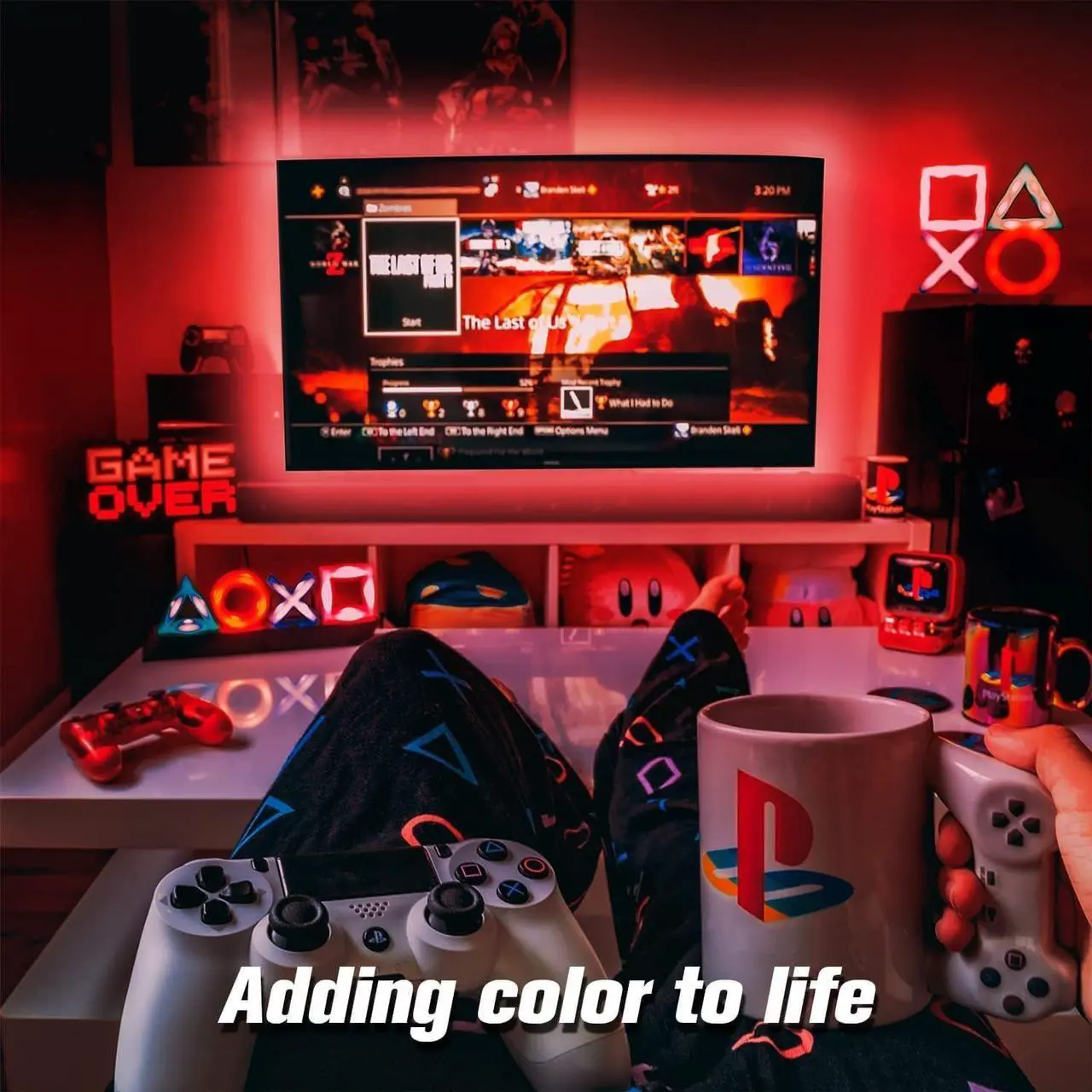Alt view image 4 of 7 - phopollo LED Lights for TV, 16.4Ft TV LED Backlight, LED Strip Lights for TV 75-85 inch, Bluetooth Color Changing, App Control, USB Powered