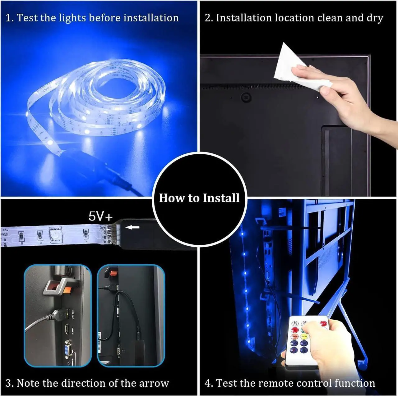 Alt view image 5 of 7 - phopollo LED Lights for TV, 16.4Ft TV LED Backlight, LED Strip Lights for TV 75-85 inch, Bluetooth Color Changing, App Control, USB Powered
