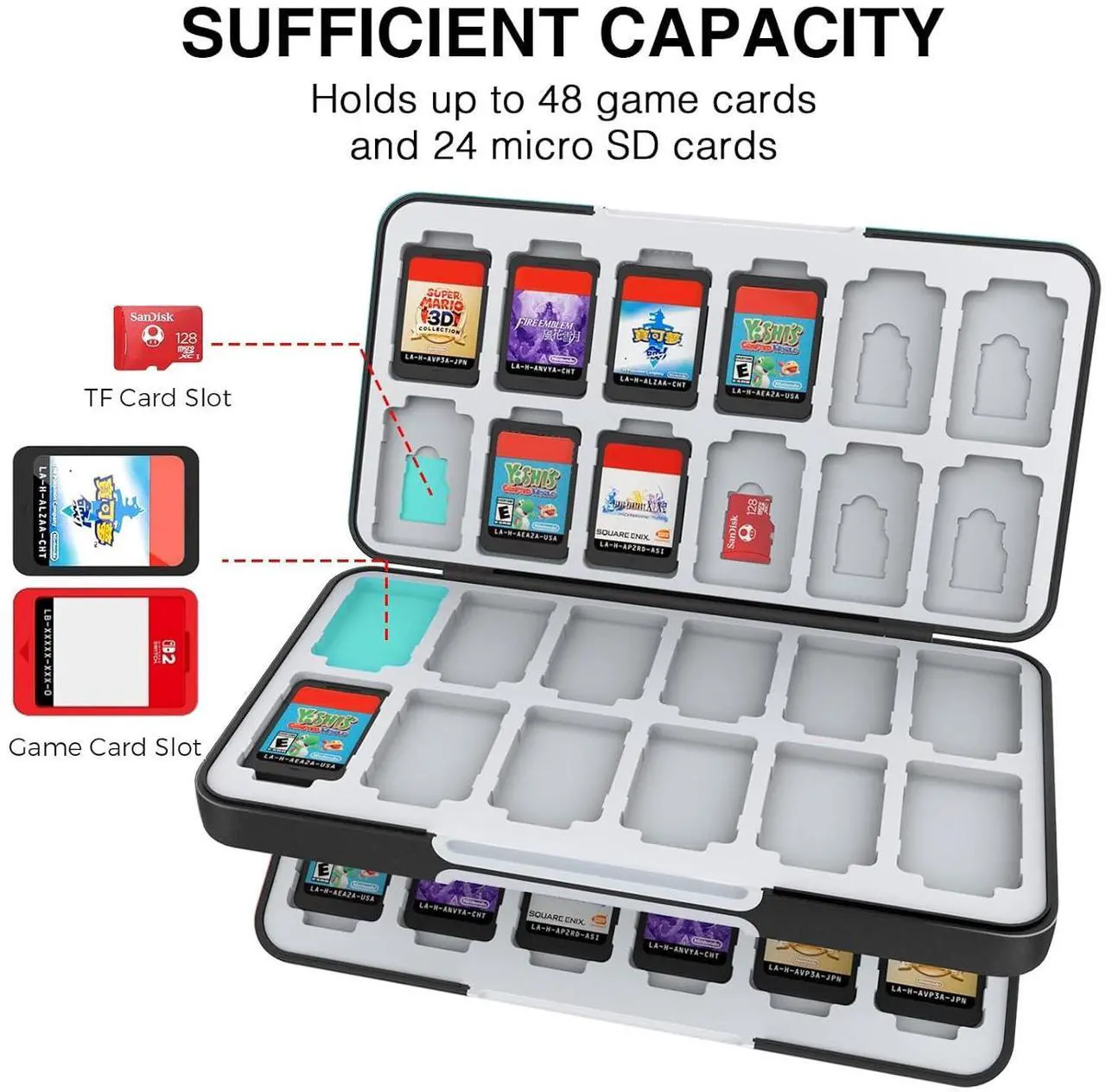 Alt view image 2 of 7 - HEIYING Game Card Case for Nintendo Switch 2 / Switch OLED,Customized Pattern Portable Travel Carry Case with 48 Game Card Slots and 24 Micro SD Cards Slots