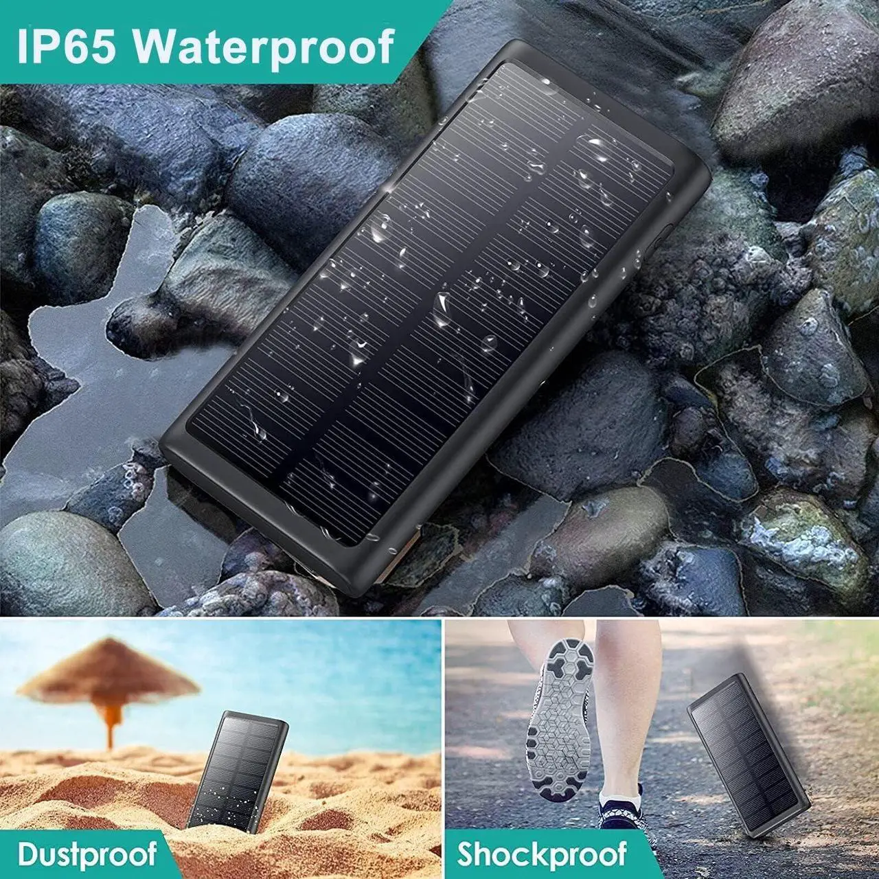 Alt view image 6 of 6 - 5 in 1 Wireless Portable Charger Power Bank,36800mAh 5 Output Dual QC4.0 25W PD USB C Battery Pack,15W Wireless Fast Charging,IP65 Solar Charger Compatible with iPhone14,13,12 Series,Samsung,iPad etc