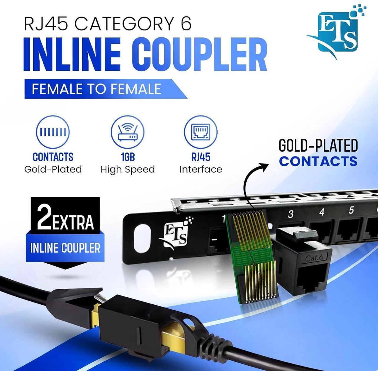 Alt view image 5 of 7 - ETS 24 Port Patch Panel CAT6 0.5U Inline Pass Through Keystone Coupler UTP High Density