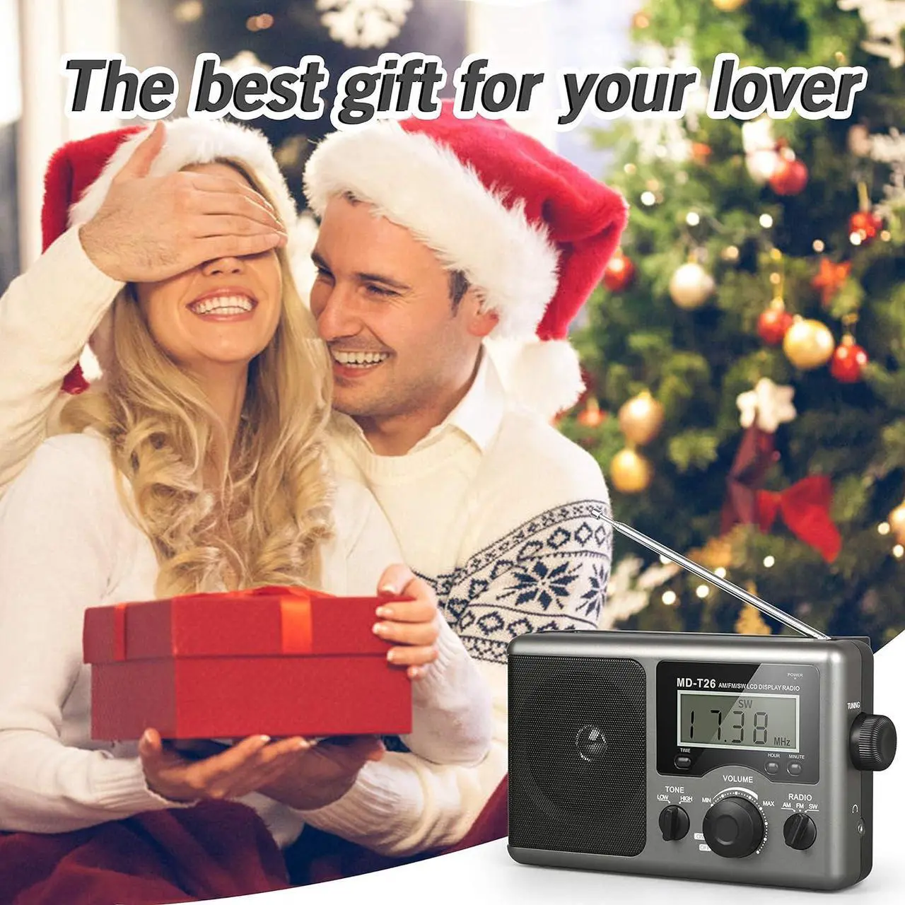 Alt view image 7 of 7 - Portable AM FM Shortwave Radio with Best Reception, Battery Operated by 4D Cell Batteries or AC Power, Transistor Radio with LCD Display, Time Setting, Earphone Jack, Big Speaker for Home, Elder, Gift