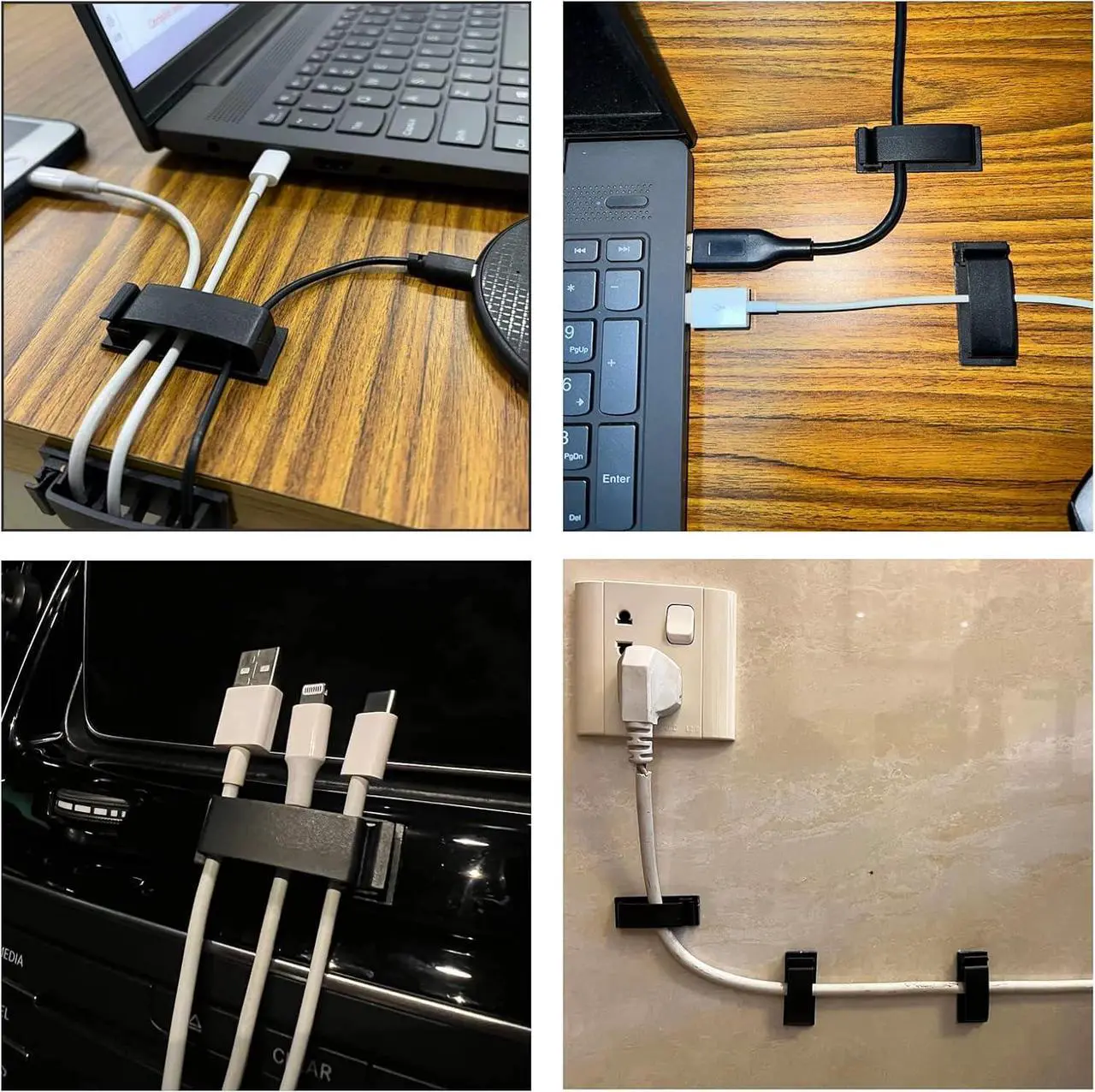 Alt view image 6 of 7 - Cable Clips 50PCS, Self Adhesive Cable Management Clips, Cord Organizer Wire Clips Cord Holder for Appliances PC Wall Ethernet Cable Under Desk Nightstand Home Office Car
