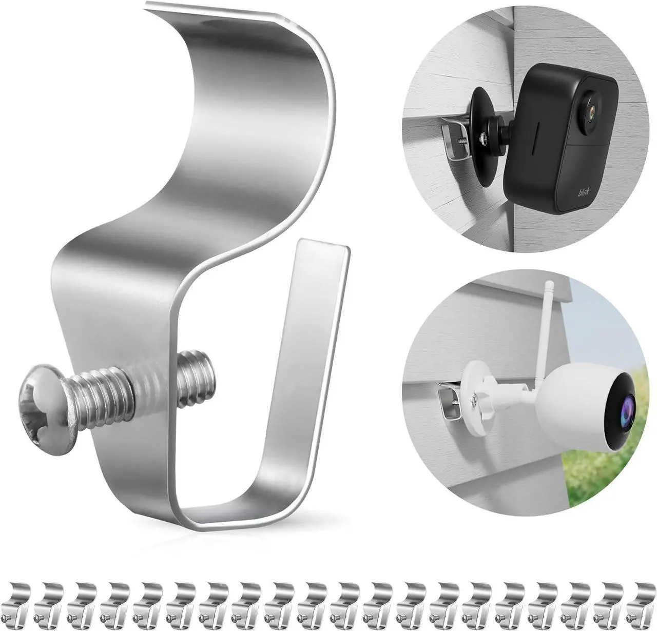 Main image of Siding Clips, 20-Pack Vinyl Siding Hooks for Hanging Outdoor Blink, Arlo, Ring Cameras, No Drilling, No-Damage Weatherproof Stainless Steel Siding Hooks