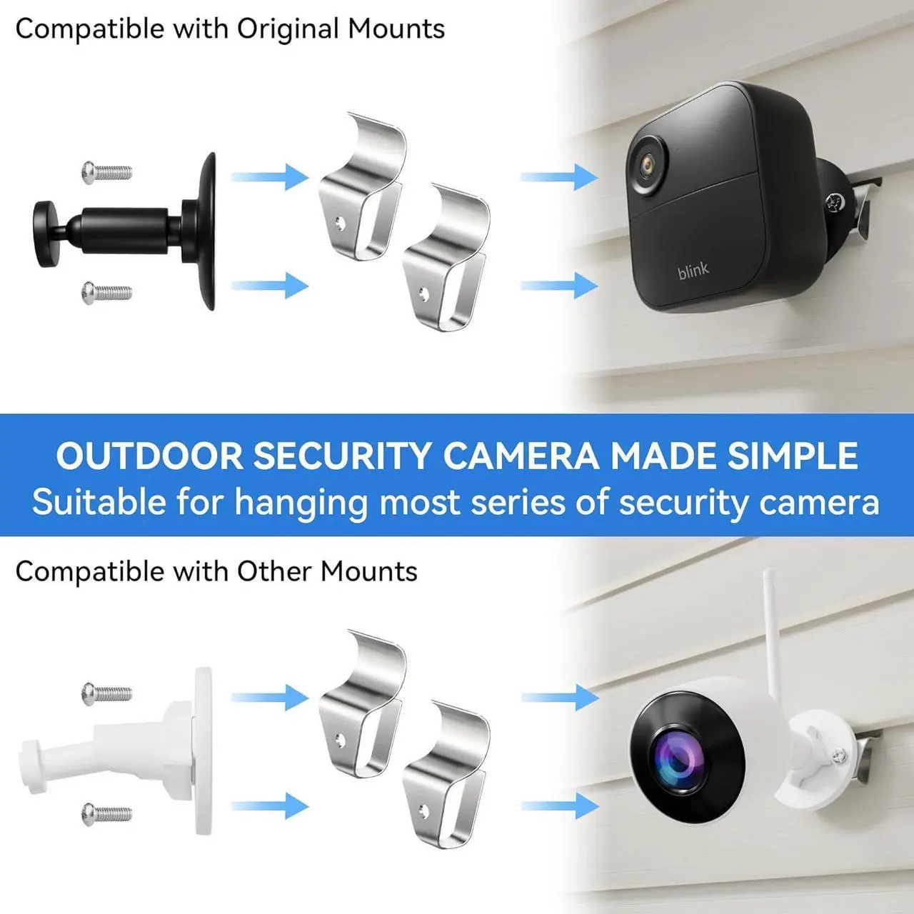Alt view image 3 of 7 - Siding Clips, 20-Pack Vinyl Siding Hooks for Hanging Outdoor Blink, Arlo, Ring Cameras, No Drilling, No-Damage Weatherproof Stainless Steel Siding Hooks