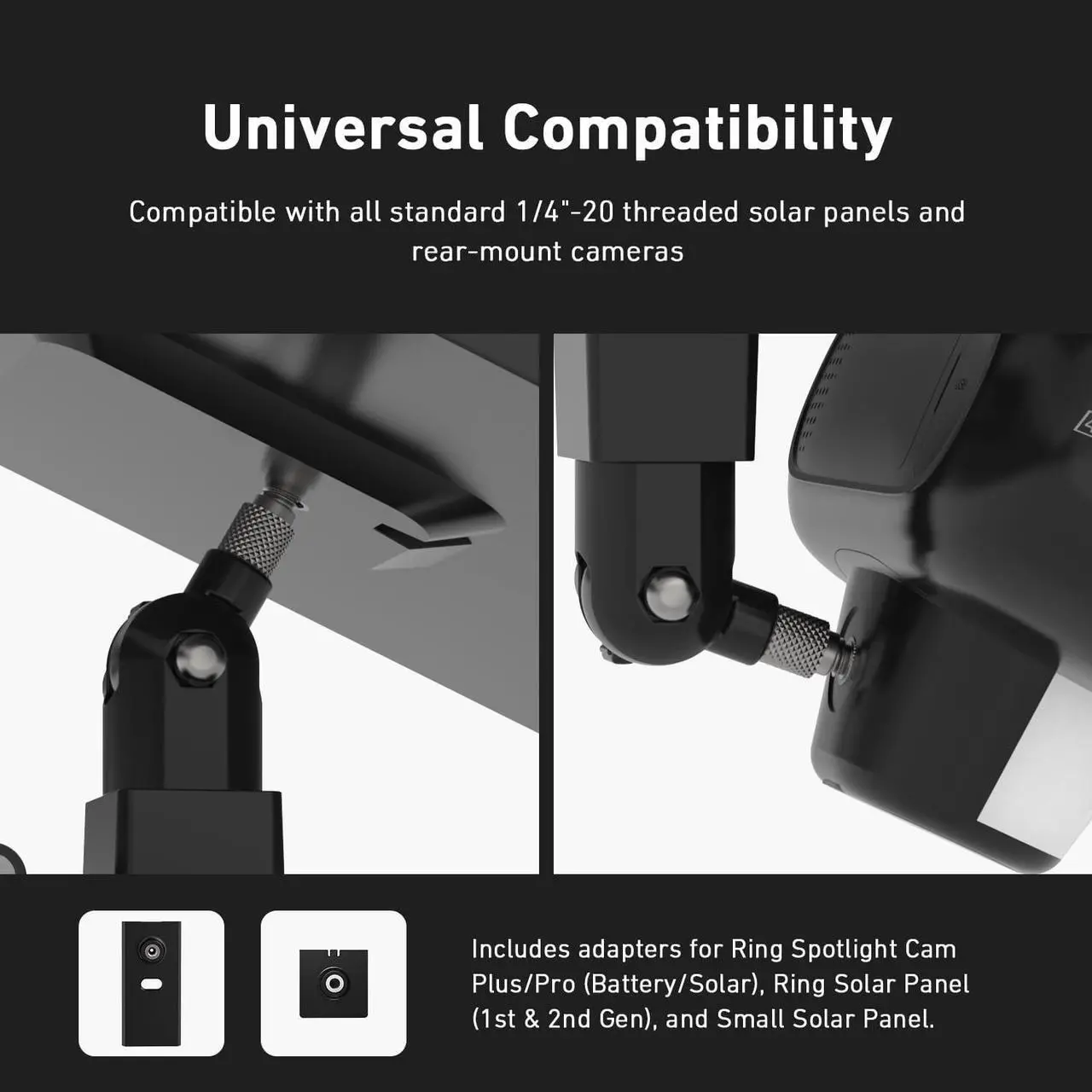 Alt view image 4 of 7 - Holicfun 2-in-1 Security Camera and Solar Panel Gutter Mount for Ring, Eufy, Arlo, Wyze Solar Panels and Cams - White