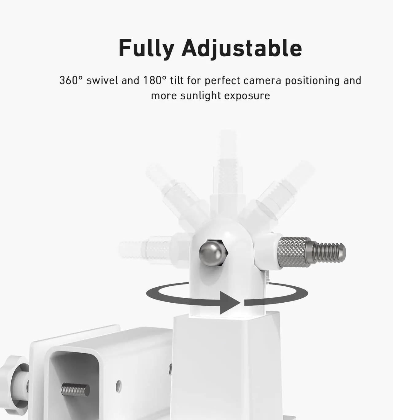 Alt view image 5 of 7 - Holicfun 2-in-1 Security Camera and Solar Panel Gutter Mount for Ring, Eufy, Arlo, Wyze Solar Panels and Cams - White