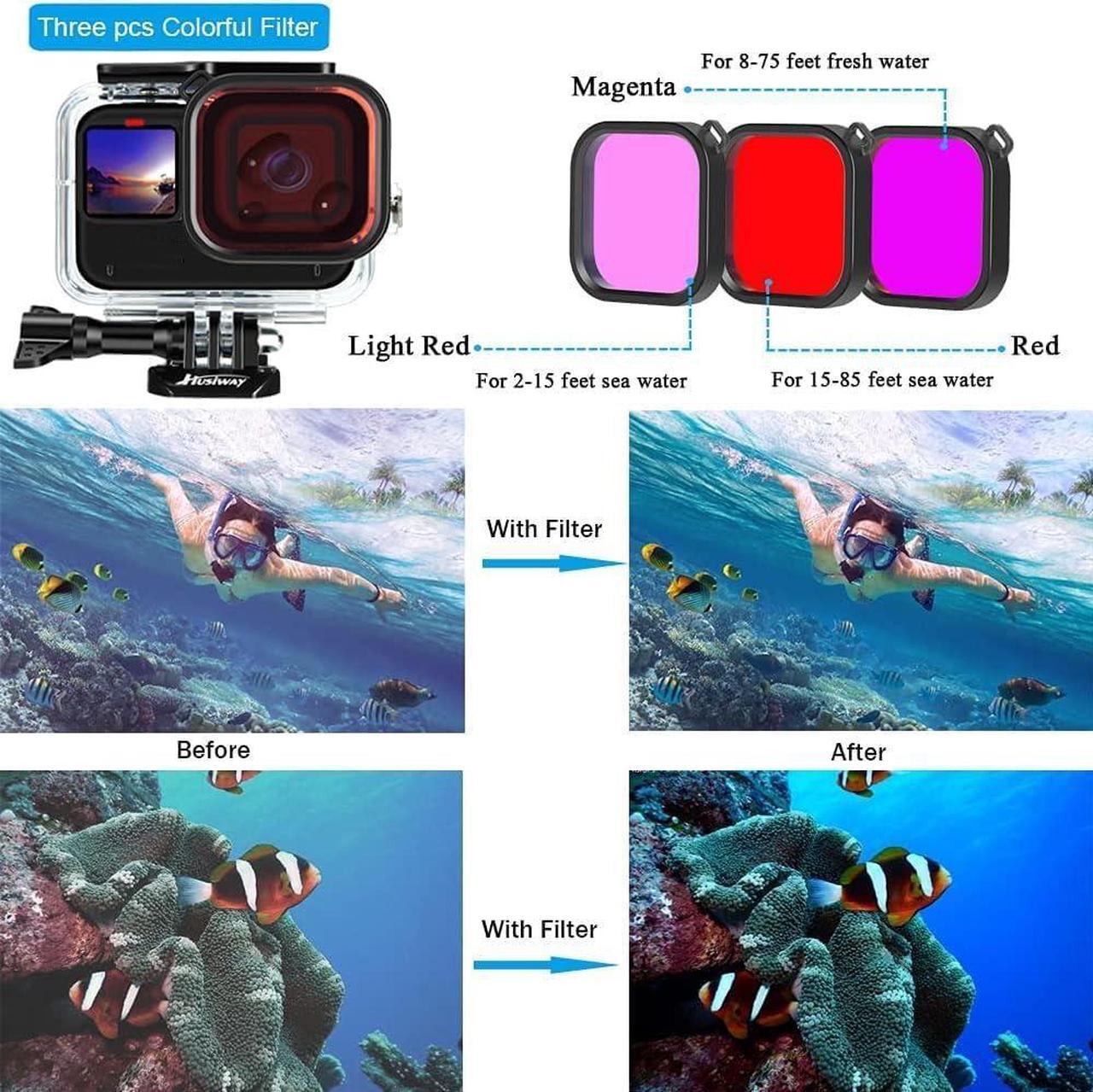 Alt view image 3 of 7 - Accessories Kit for Gopro Hero 13 12 11 10 9 Black Waterproof Housing Silicone Case Glass Screen Protector Bundle for Go pro Gopro13 Gopro12 Gopro11 Gopro10 Hero13 Hero12 Hero11 Hero10 Camera 62E