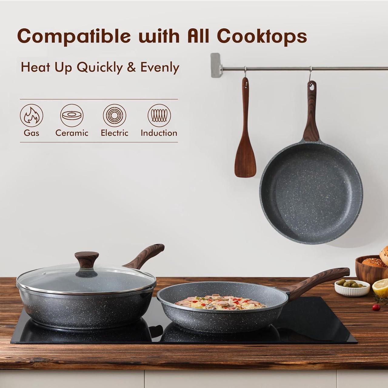 Alt view image 5 of 7 - SENSARTE Nonstick Frying Pan Skillet, Swiss Granite Coating Omelette Pan, Healthy Stone Cookware Chef's Pan, PFOA Free (8/9.5/10/11/12.5 Inch) (8 Inch)
