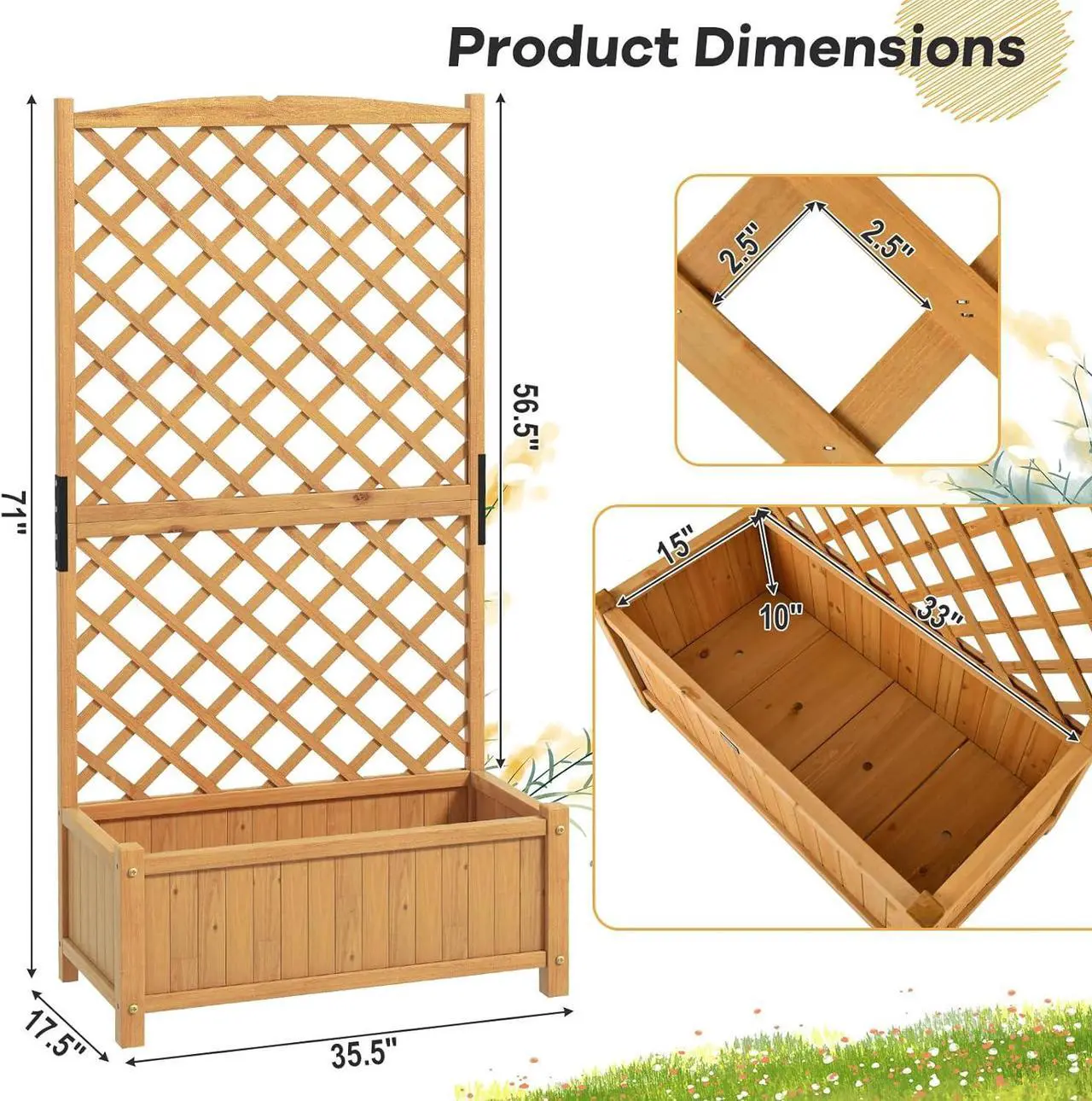 S AFSTAR Raised Garden Bed with Trellis - Thumbnail 4