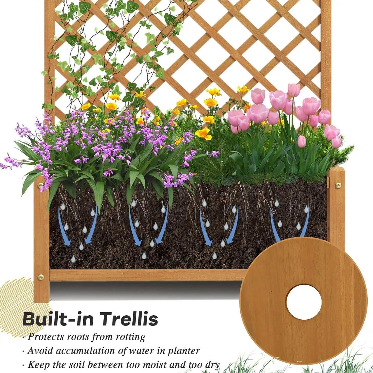S AFSTAR Raised Garden Bed with Trellis - Thumbnail 5