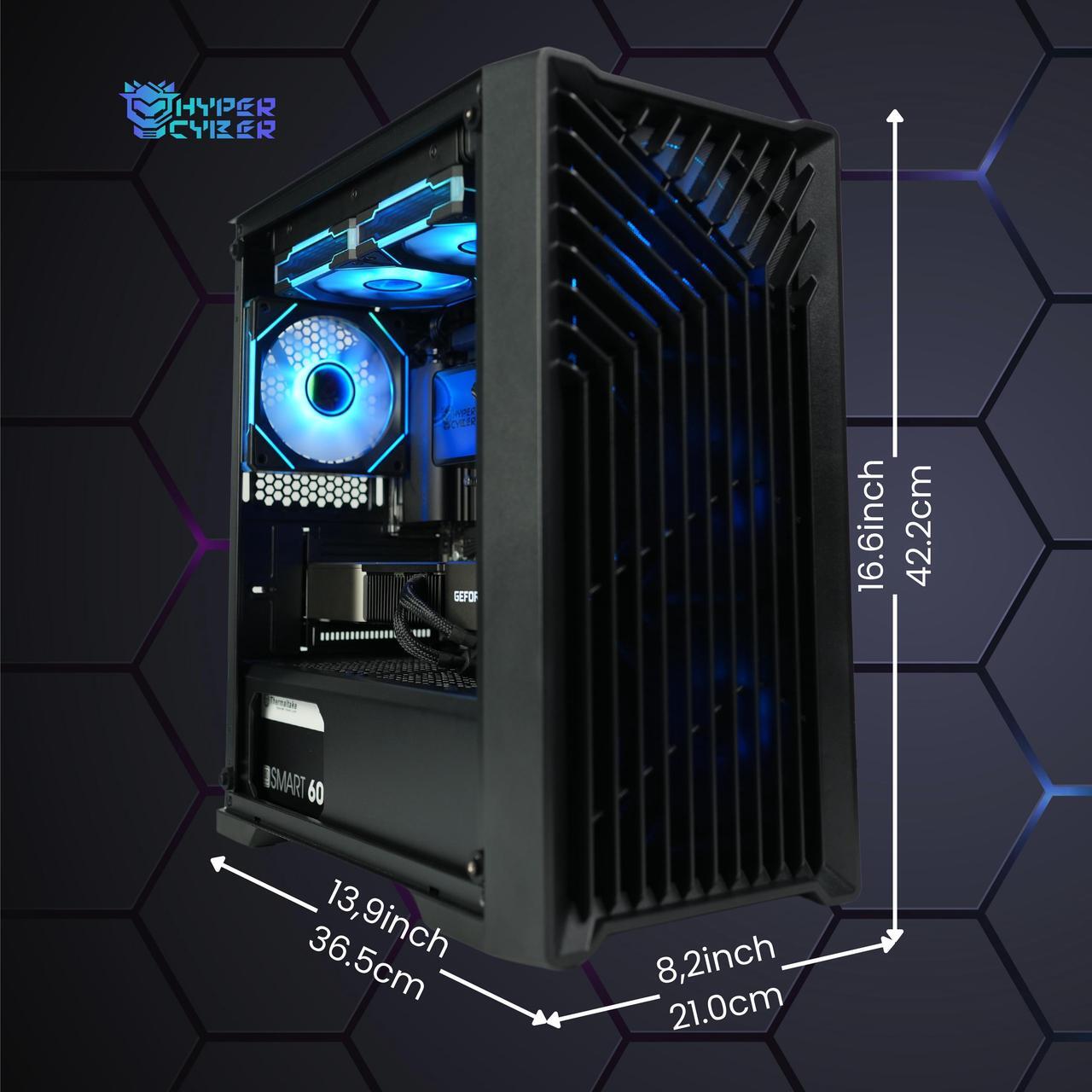 Alt view image 4 of 6 - Hyper Cyber Rage X Liquid Cool Gaming Desktop - Intel Core i7 14700K, AMD Radeon RX 7700 XT, DDR5-6400 RGB 64GB, 1TB NVMe M.2 SSD, Windows 11, WiFi, Xtreme VR