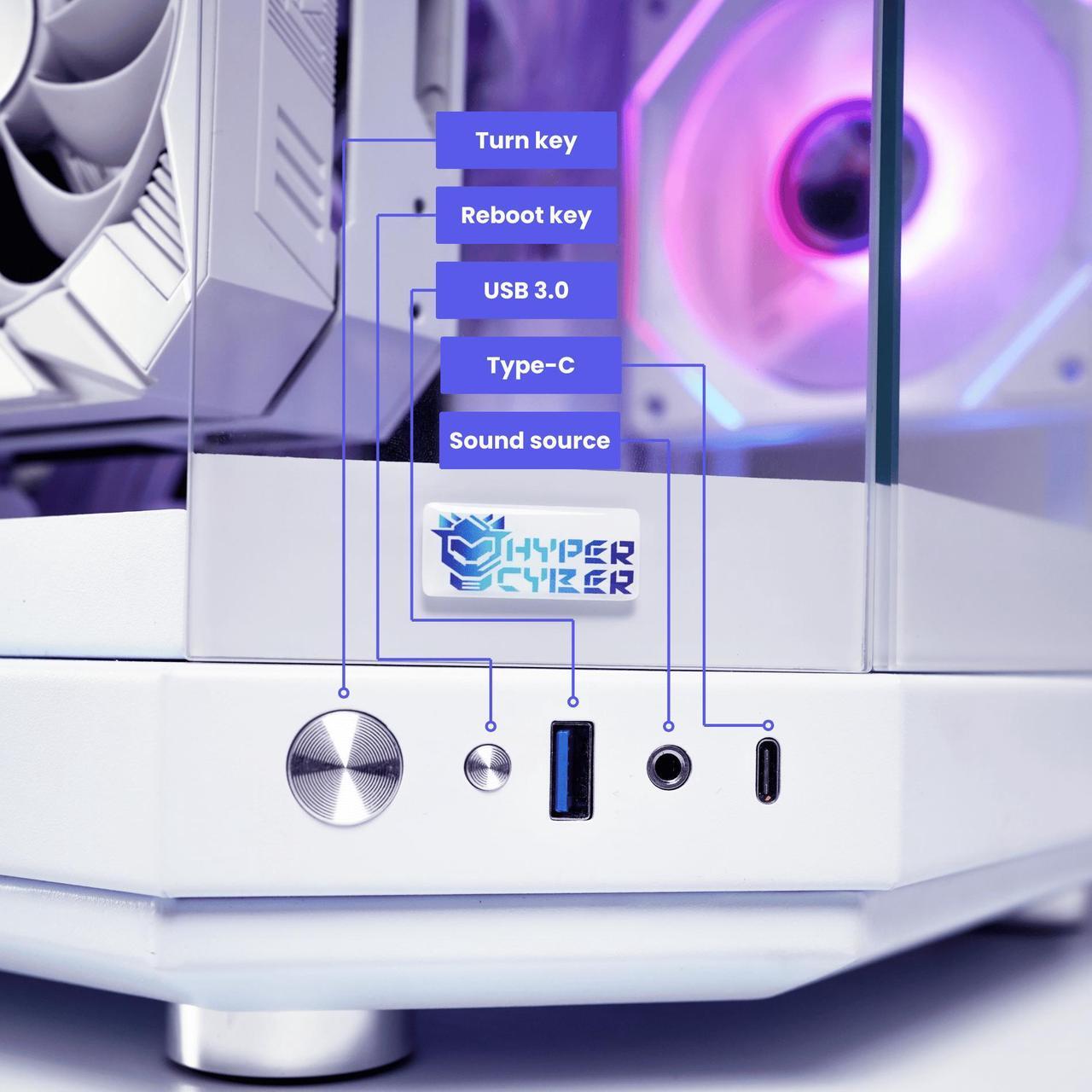 Alt view image 6 of 6 - HYPER CYBER Ultra X Gaming PC Desktop Computer AMD Ryzen 7 7800X3D, NVIDIA GeForce RTX 5080, 32GB DDR5, 2TB SSD, Windows 11 Home, VR Ready, RGB Lighting, WiFi, Ready to Use