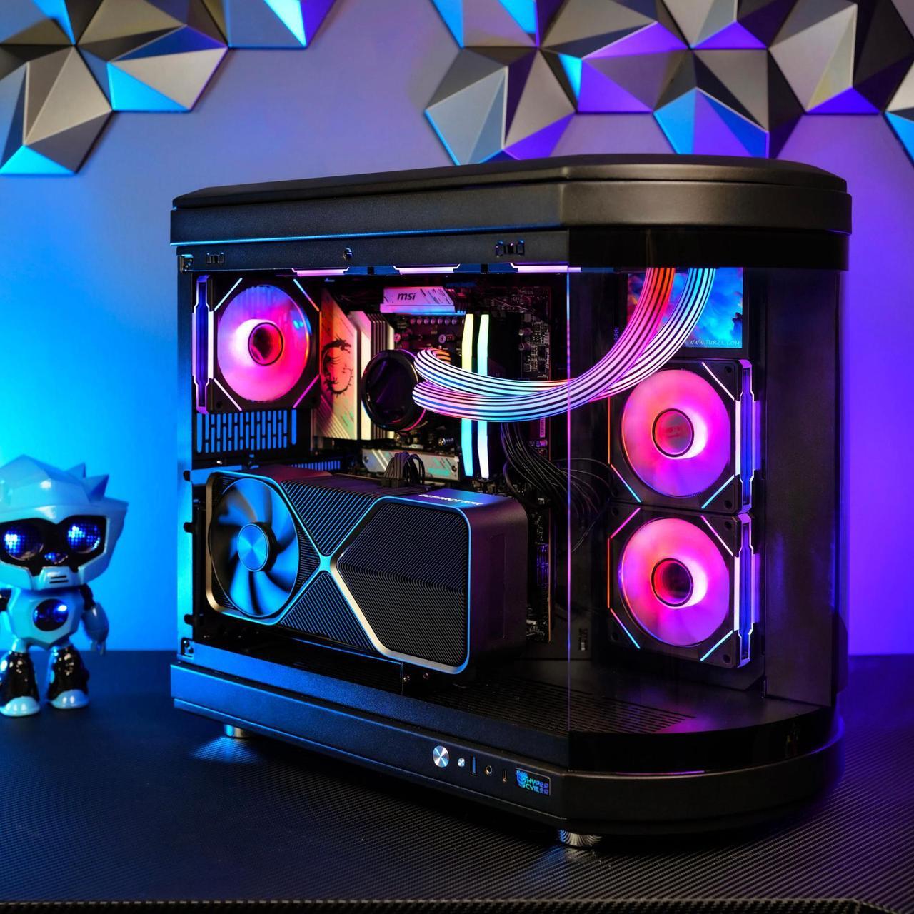 Alt view image 5 of 6 - HYPER CYBER Ultra Y Gaming PC Desktop Computer AMD Ryzen 7 7800X3D, Nvidia GeForce RTX 5090, 64GB DDR5, 4TB SSD, Windows 11 Home, VR Ready, RGB Lighting, WiFi, Ready to Use