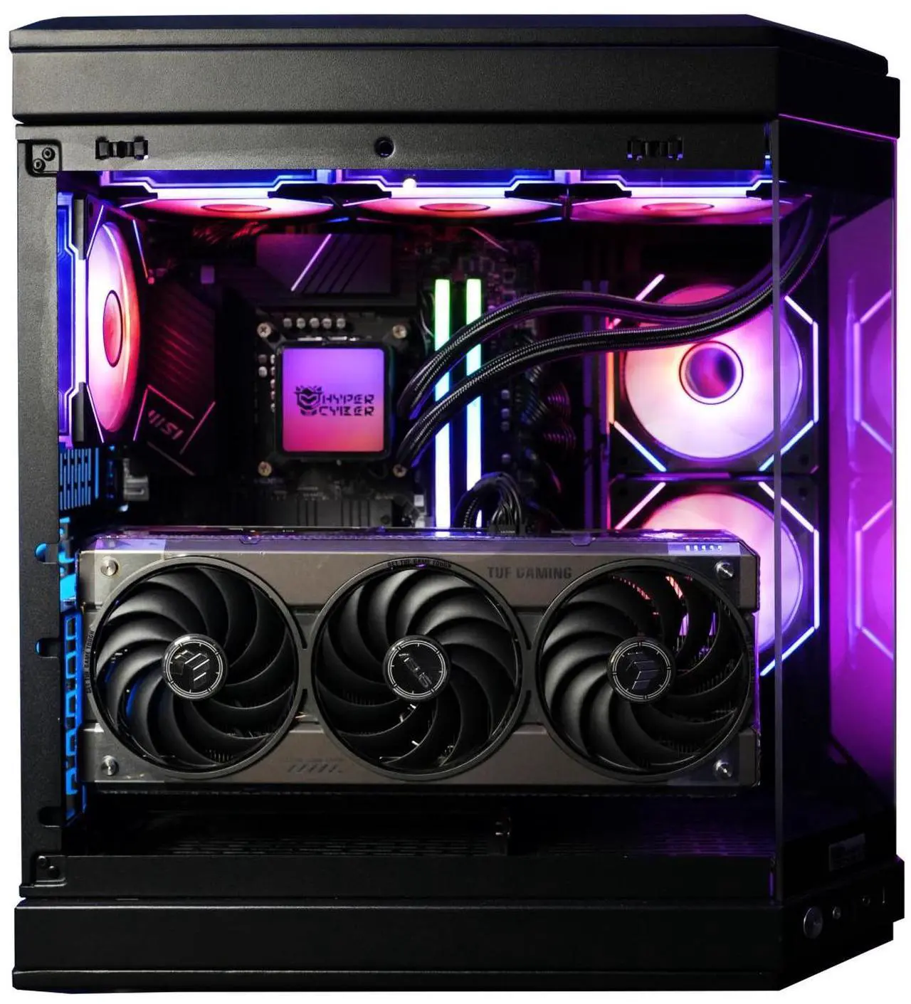 Alt view image 2 of 5 - HYPER CYBER Ultra X BLACK Gaming PC Desktop Computer AMD Ryzen 7 7800X3D, Nvidia GeForce RTX 5090, 64GB DDR5, 2TB SSD, Windows 11 Home, VR Ready, RGB Lighting, WiFi, Ready to Use