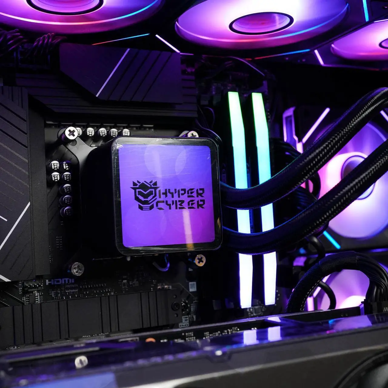 Alt view image 5 of 5 - HYPER CYBER Ultra X BLACK Gaming PC Desktop Computer AMD Ryzen 7 7800X3D, Nvidia GeForce RTX 5090, 64GB DDR5, 2TB SSD, Windows 11 Home, VR Ready, RGB Lighting, WiFi, Ready to Use