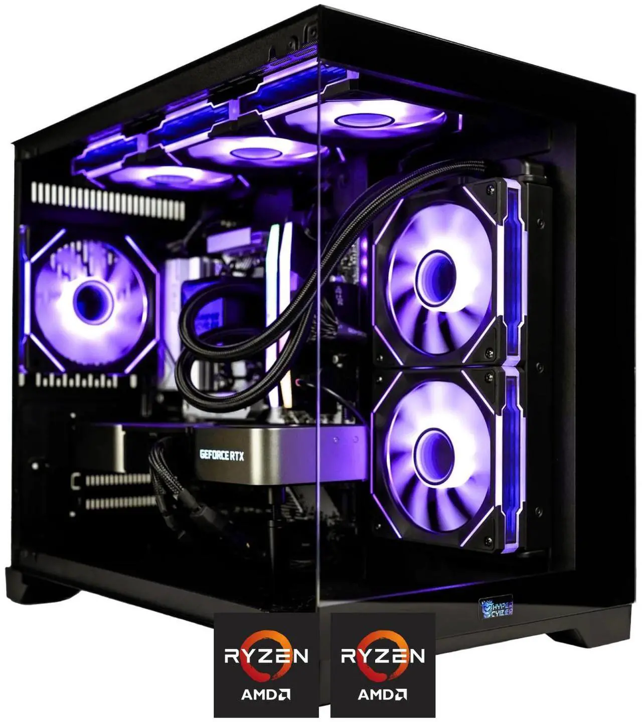 Main image of HYPER CYBER Rage Q Gaming PC Desktop Computer AMD Ryzen 5 9600X, AMD Radeon RX 9070, 32GB DDR5, 1TB SSD, Windows 11 Home, VR Ready, RGB Lighting, WiFi, Ready to Use