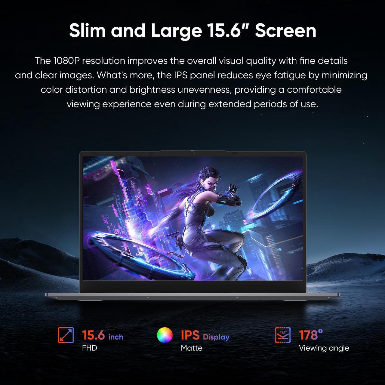 Alt view image 5 of 7 - TPV Laptop Core i5-1240P, 15.6" 16GB DDR4 RAM 512GB Pcie SSD, 1920*1080 IPS Windows 11 Notebook, Wi-Fi 6, BT5.2, 2MP Camera, Fingerprint Unlock, Backlit English Keyboard, Laptop Telework Office, Gray