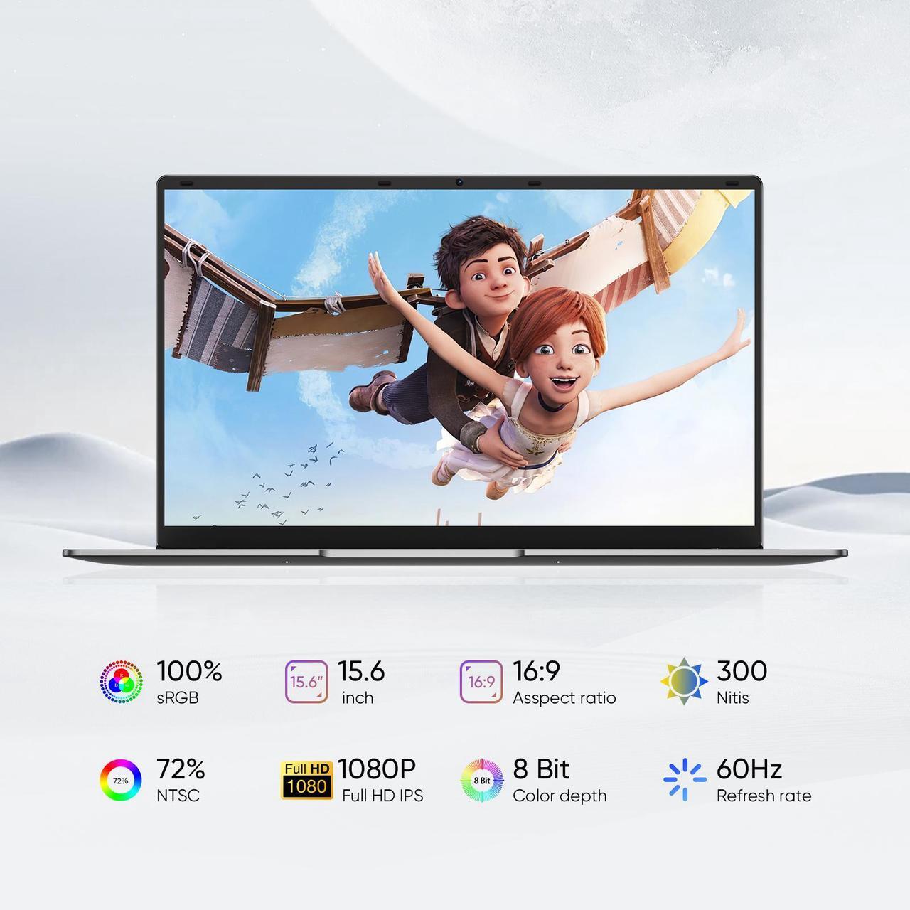 Alt view image 3 of 7 - TPV 15.6 inch Windows 11 Pro Laptop,8GB RAM 256GB SSD,Intel Celeron N4000(up to 2.6GHz), 100% sRGB Screen FHD 1920 x 1080, MS Office 2024, WiFi, BT 4.0, 2xUSB, 5000mAh Battery