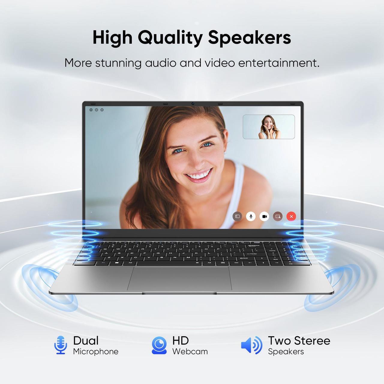 Alt view image 7 of 7 - TPV 15.6 inch Windows 11 Pro Laptop,8GB RAM 256GB SSD,Intel Celeron N4000(up to 2.6GHz), 100% sRGB Screen FHD 1920 x 1080, MS Office 2024, WiFi, BT 4.0, 2xUSB, 5000mAh Battery