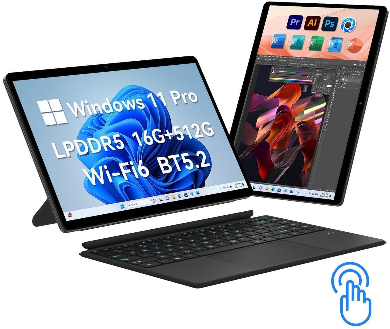 Main image of TPV 2 in 1 Laptop/Tablet Computer, Intel N100 (UP to 3.40GHz), 16GB LPDDR5 512GB SSD Windows 11 Laptop, 14" 1920*1200 Resolution 16:10 Touchscreen, Wifi 6, BT5.2, HDMI, Backlit Keyboard, Dual Camera