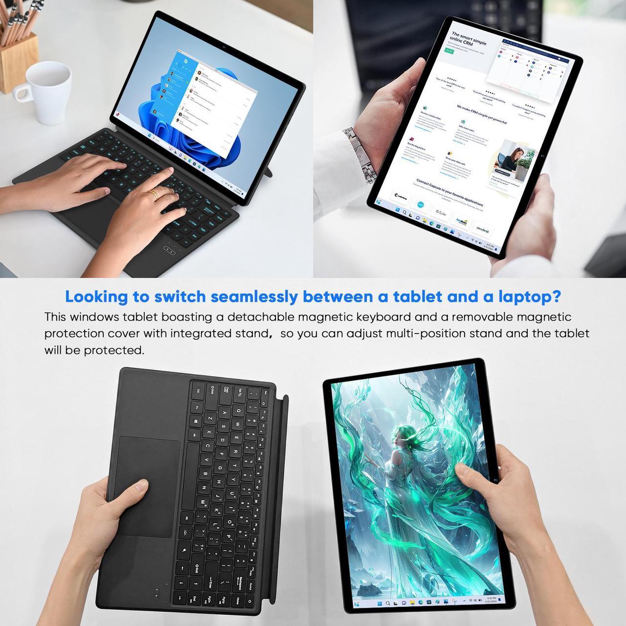 Alt view image 7 of 7 - TPV 2 in 1 Laptop/Tablet Computer, Intel N100 (UP to 3.40GHz), 16GB LPDDR5 512GB SSD Windows 11 Laptop, 14" 1920*1200 Resolution 16:10 Touchscreen, Wifi 6, BT5.2, HDMI, Backlit Keyboard, Dual Camera