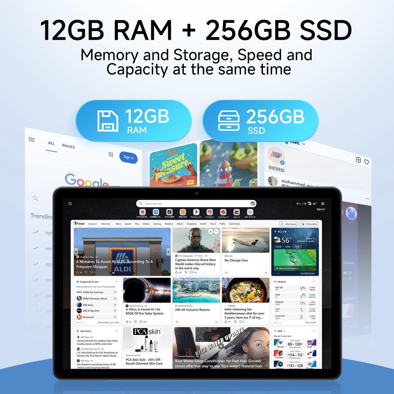 Alt view image 4 of 7 - TPV 10.1" 2 in 1 Tablet/Laptop Computer, 12GB RAM+256GB SSD, Windows 11 Tablet Touchscreen with Stylus and Keyboard, Intel M3-8100Y Processor(up to 3.40GHz), WiFi 5, BT 5, HDMI, Dual Camera, Gray