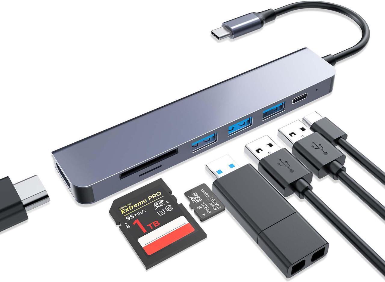 Main image of Duomigo 7-in-1 USB C hub Type-c hub4K/30Hz HDTV PD 100W USB3.0*3 SD/TF Card Reader Adapter MacBook Pro/Air Mac laptops More Port