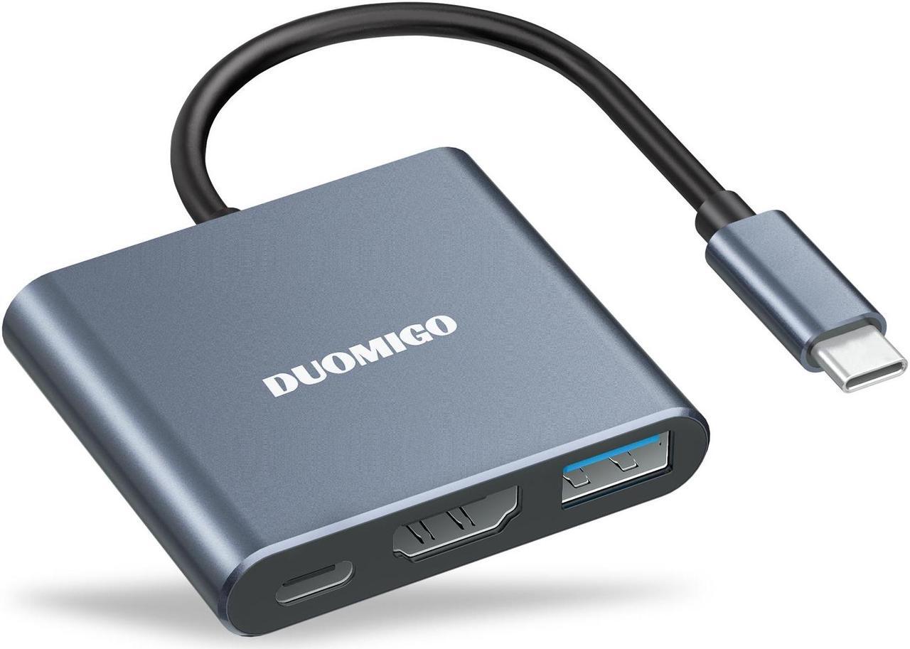 Alt view image 6 of 6 - Duomigo USB C Hub To HDTV Adapter, USB Hub 4K Video and Audio Converter. USB Hub with PD 100W Fast Charging and USB 3.0 Port 10Gbps