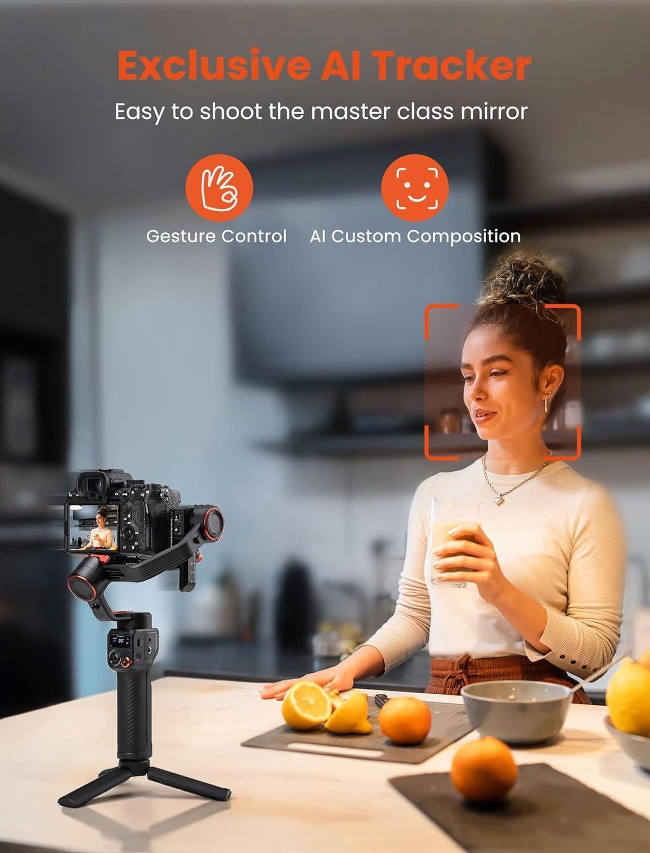 Alt view image 2 of 7 - hohem iSteady MT2 Kit Gimbal Stabilizer for Camera, AI Tracker w/Fill Light 3-Axis Gimbal for Mirrorless/Pocket Camera/Action Camera/Smartphone, Camera Stabilizer for DSLR Camera Canon/Nikon/Sony
