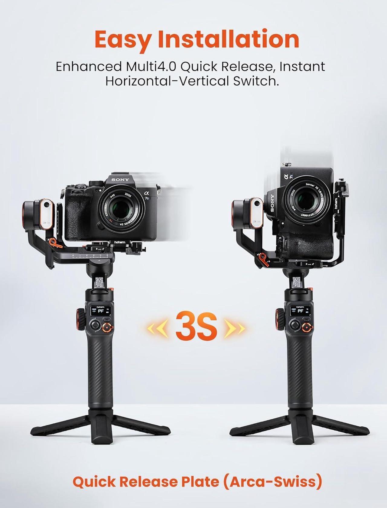 Alt view image 3 of 7 - hohem iSteady MT2 Kit Gimbal Stabilizer for Camera, AI Tracker w/Fill Light 3-Axis Gimbal for Mirrorless/Pocket Camera/Action Camera/Smartphone, Camera Stabilizer for DSLR Camera Canon/Nikon/Sony