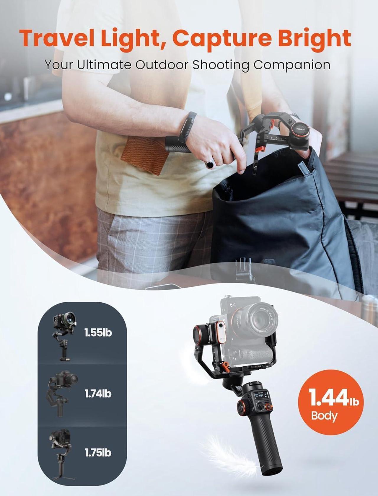 Alt view image 5 of 7 - hohem iSteady MT2 Kit Gimbal Stabilizer for Camera, AI Tracker w/Fill Light 3-Axis Gimbal for Mirrorless/Pocket Camera/Action Camera/Smartphone, Camera Stabilizer for DSLR Camera Canon/Nikon/Sony