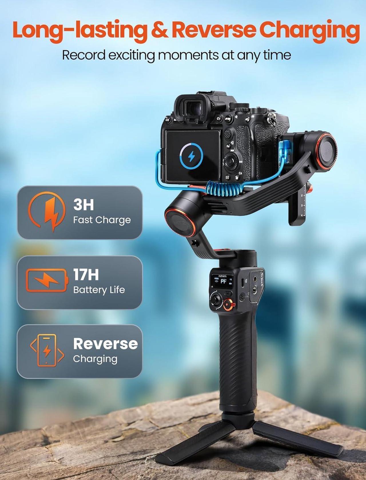 Alt view image 7 of 7 - hohem iSteady MT2 Kit Gimbal Stabilizer for Camera, AI Tracker w/Fill Light 3-Axis Gimbal for Mirrorless/Pocket Camera/Action Camera/Smartphone, Camera Stabilizer for DSLR Camera Canon/Nikon/Sony