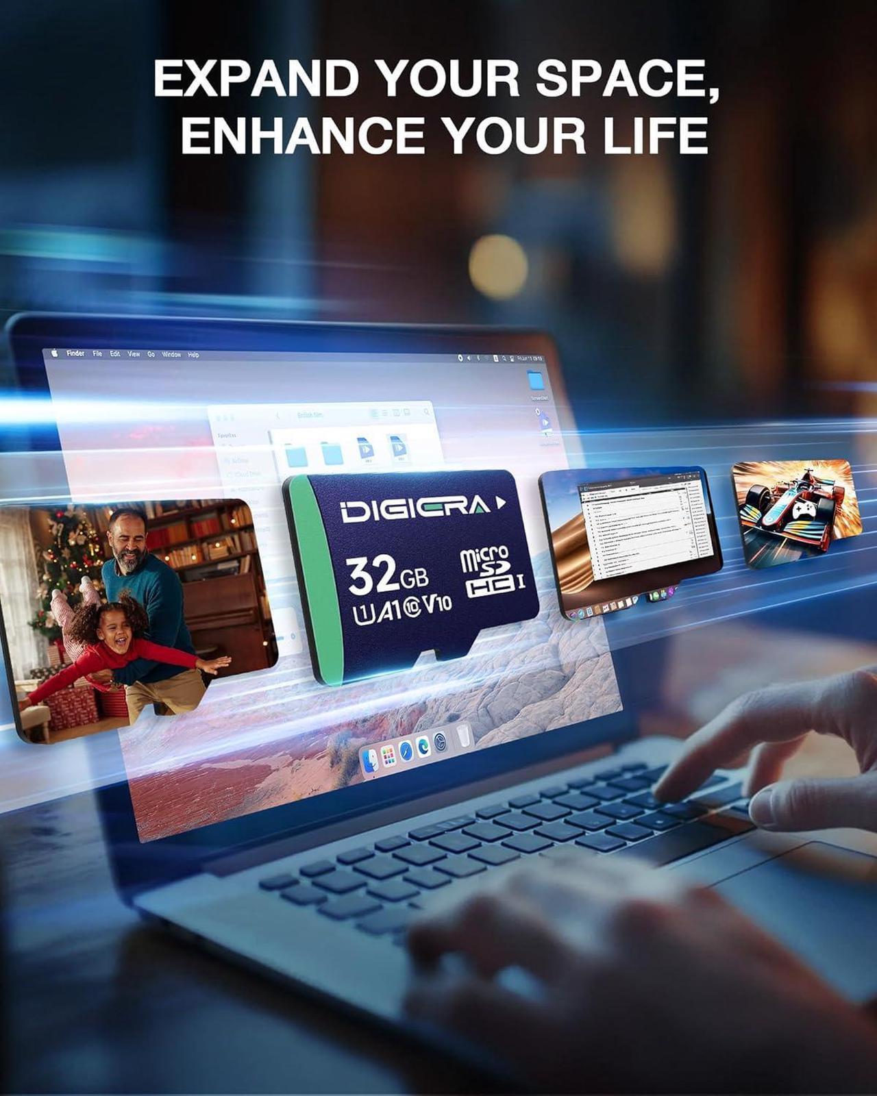 Alt view image 6 of 7 - DigiEra 32GB CS100 SDHC UHS-I Memory Card - up to 100MB/s, C10, U1, V10, Full HD, SD Card for Computers, Digital Cameras, Home Theatre Devices, Car Navigation Systems 2Packs