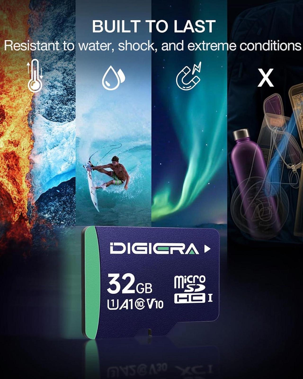 Alt view image 7 of 7 - DigiEra 32GB CS100 SDHC UHS-I Memory Card - up to 100MB/s, C10, U1, V10, Full HD, SD Card for Computers, Digital Cameras, Home Theatre Devices, Car Navigation Systems 2Packs