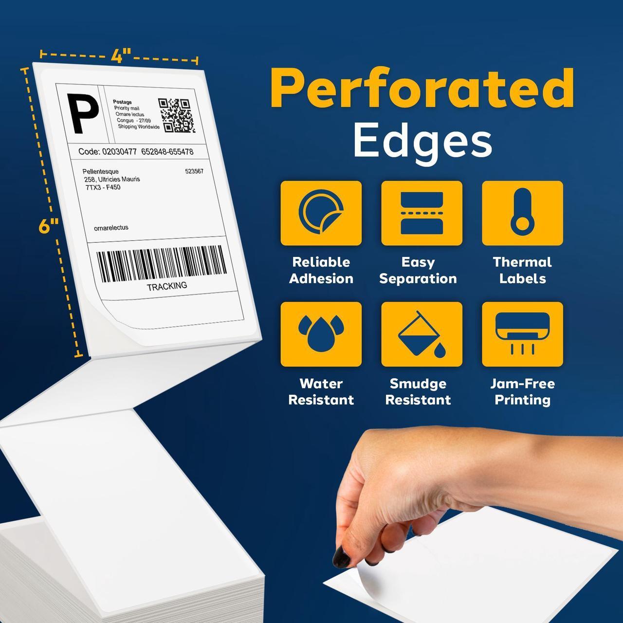 Alt view image 4 of 7 - LabelMe 4x6 Thermal Labels - 4x6 Labels, Shipping Labels, 4x6 Fanfold Label Paper- Shipping Supplies & Small Business Essentials - Thermal Printer Labels for USPS, FedEx, UPS 500 Labels