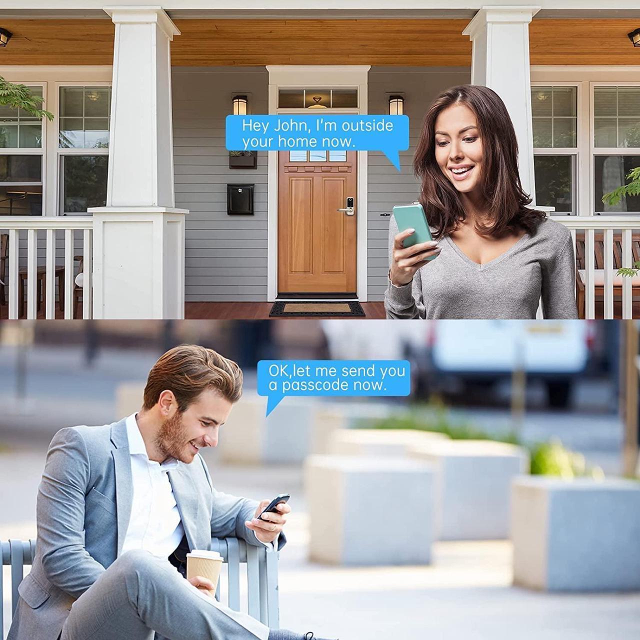 Alt view image 4 of 7 - SMONET Smart Front Door Lock Set Fingerprint Keyless Entry Handle Set Keypad Deadbolt Lock with Bluetooth Electronic Digital Smart Door Lock,Auto Lock Work with Alexa, Easy to Install Black