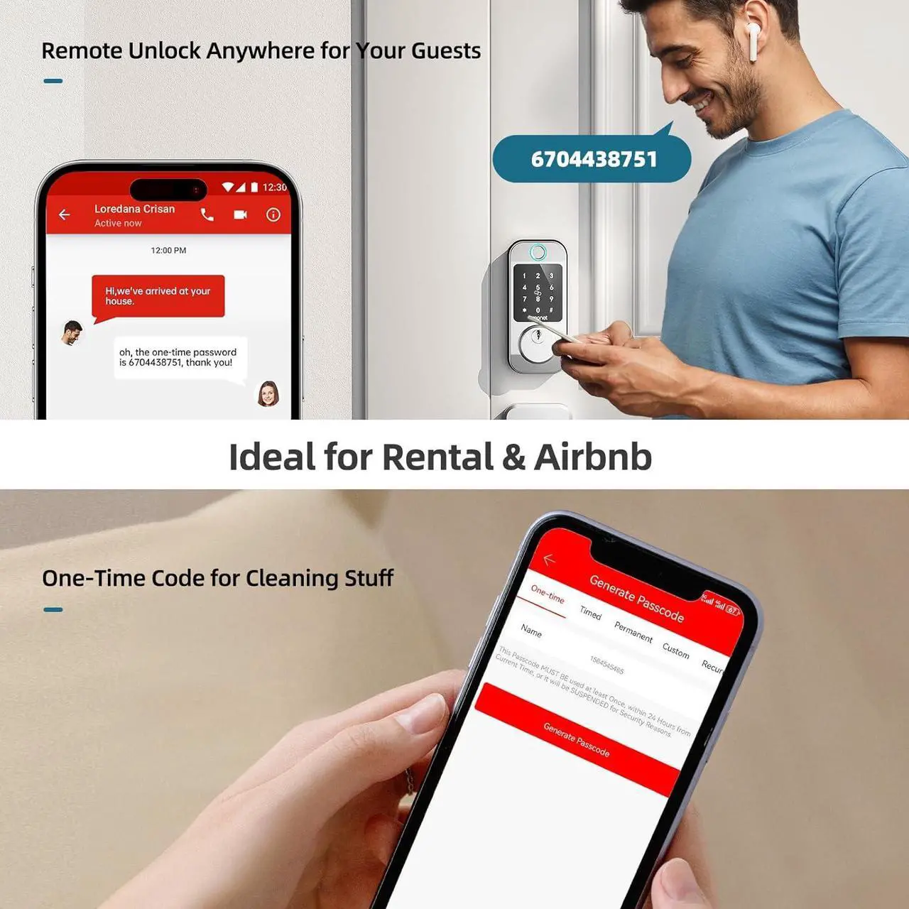 Alt view image 3 of 7 - SMONET Front Door Lock Handle Set, Smart Fingerprint Keyless Entry WiFi Deadbolt with Bluetooth, Alexa, Keypad, Remote Control, Auto Lock, App & Fob Work with Alexa for Home Airbnb Rental - Silver