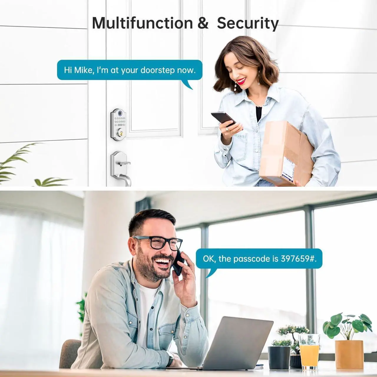 Alt view image 4 of 7 - HEANTLE Smart Deadbolt Lock: Fingerprint Keyless Entry Door Lock with Backlit Keypad for Front Door Auto Lock Simple Installation Silver