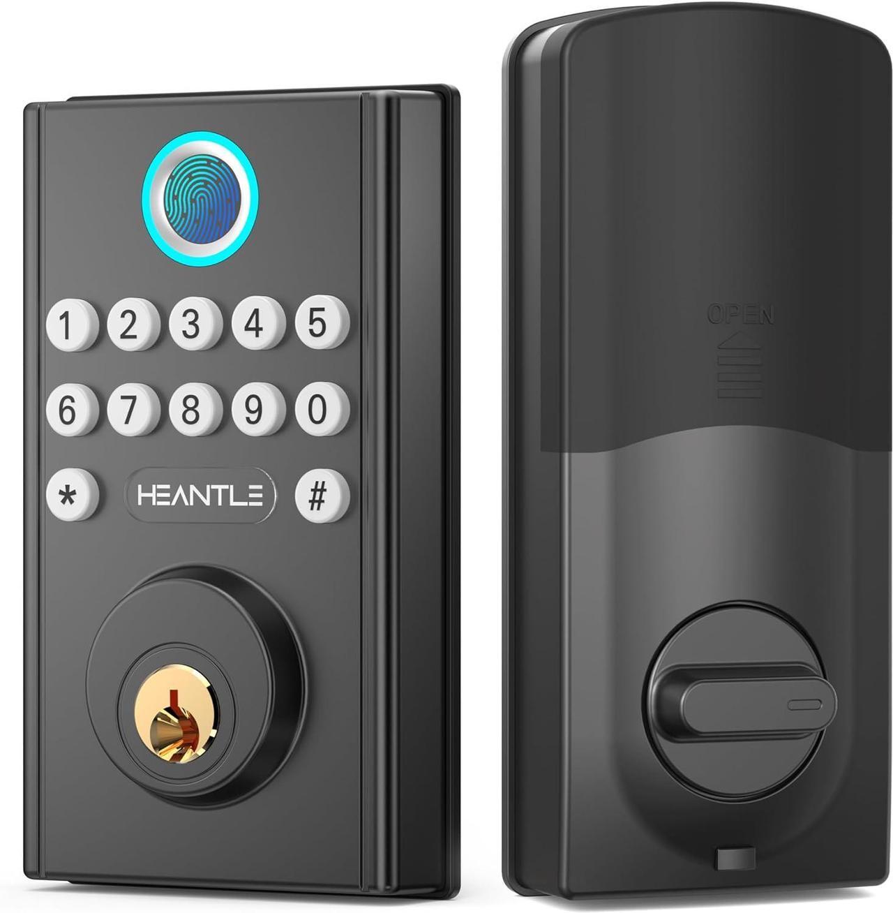 Main image of HEANTLE Keyless Entry Door Lock: Smart Deadbolt for Front Door with Auto Lock Easy Installation Fingerprint Deadbolt for Home Apartment Black