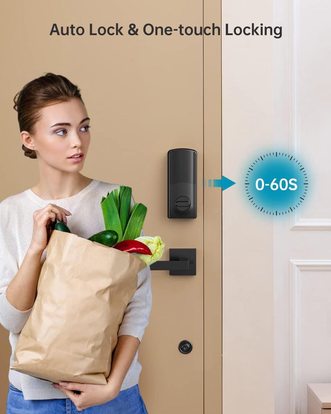 Alt view image 4 of 7 - HEANTLE Keyless Entry Door Lock: Smart Deadbolt for Front Door with Auto Lock Easy Installation Fingerprint Deadbolt for Home Apartment Black