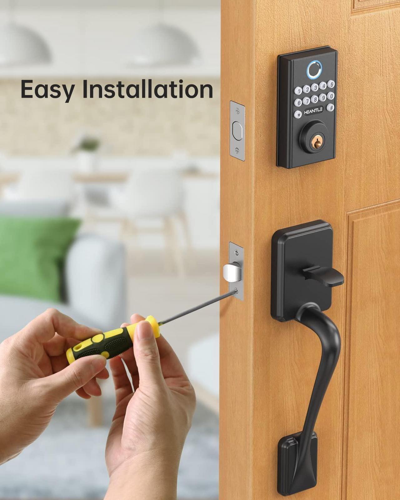 Alt view image 6 of 7 - HEANTLE Keyless Entry Door Lock: Smart Deadbolt for Front Door with Auto Lock Easy Installation Fingerprint Deadbolt for Home Apartment Black