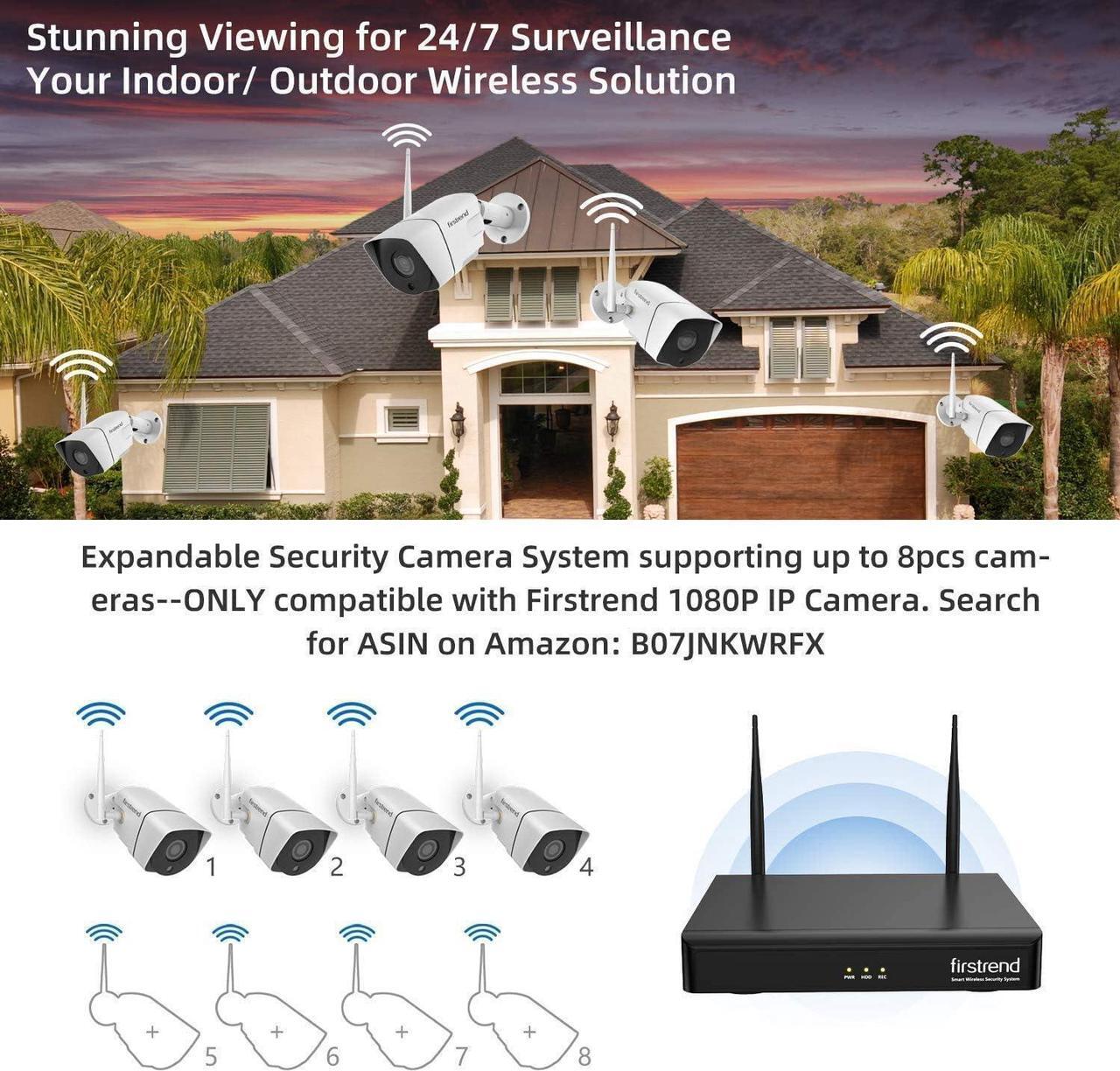 Alt view image 4 of 7 - SMONET Security Camera System Wireless, 1080P 8CH Wireless Home Security Systems with 4PCS 2MP Full HD Cameras 1TB Hard Drive Night Vision and Free App for Indoor Outdoor Video Surveillance